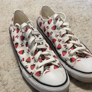 Converse White and Red Strawberry Sneakers